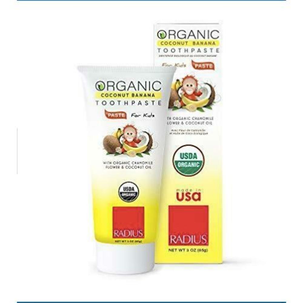 RADIUS USDA Kids Organic Toothpaste, Coconut Banana, 3 Oz (Pack of 1)